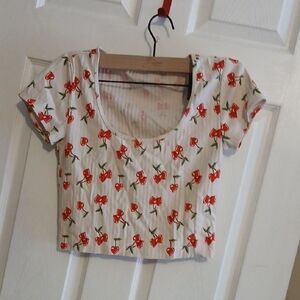 Cherry Print Crop Top